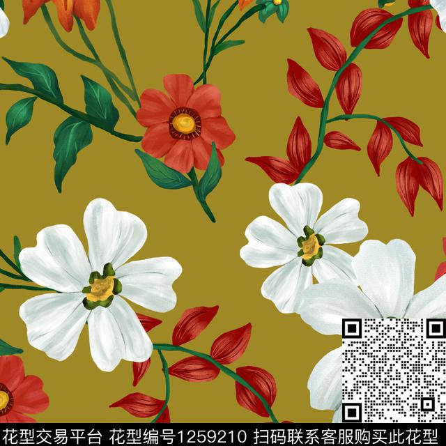 复古大牌风花卉传统印花华亿平台下载（图片编号: 1259210） - 瓦栏（Walan）