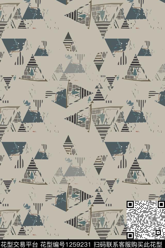 三角形几何抽象传统印花华亿平台下载（图片编号: 1259231） - 瓦栏（Walan）