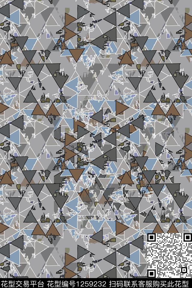 三角形几何密铺几何数码印花华亿平台下载（图片编号: 1259232） - 瓦栏（Walan）