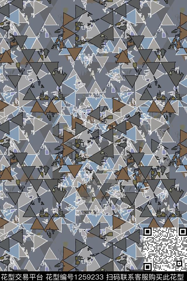 三角形密铺几何数码印花华亿平台下载（图片编号: 1259233） - 瓦栏（Walan）