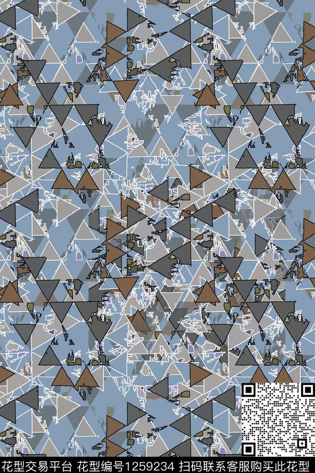三角形几何密铺几何数码印花华亿平台下载（图片编号: 1259234） - 瓦栏（Walan）