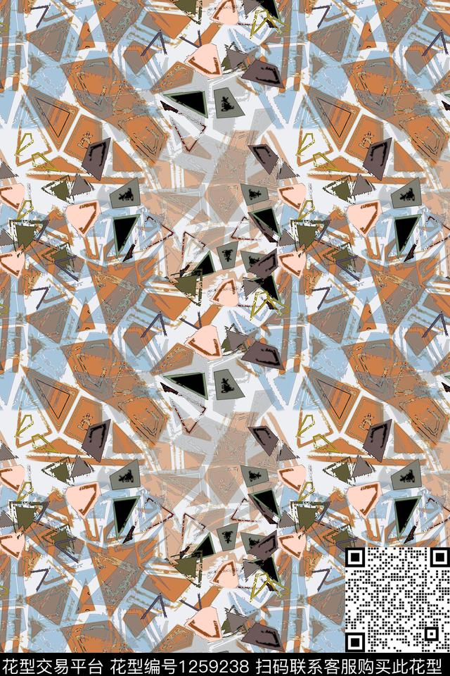三角形抽象密铺几何数码印花华亿平台下载（图片编号: 1259238） - 瓦栏（Walan）