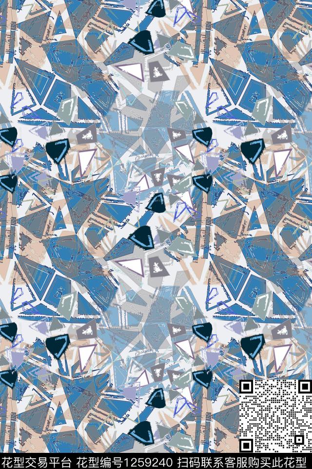 三角形男装休闲花卉抽象数码印花华亿平台下载（图片编号: 1259240） - 瓦栏（Walan）