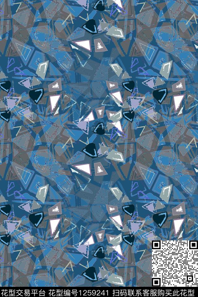 三角形男装休闲花卉抽象数码印花华亿平台下载（图片编号: 1259241） - 瓦栏（Walan）