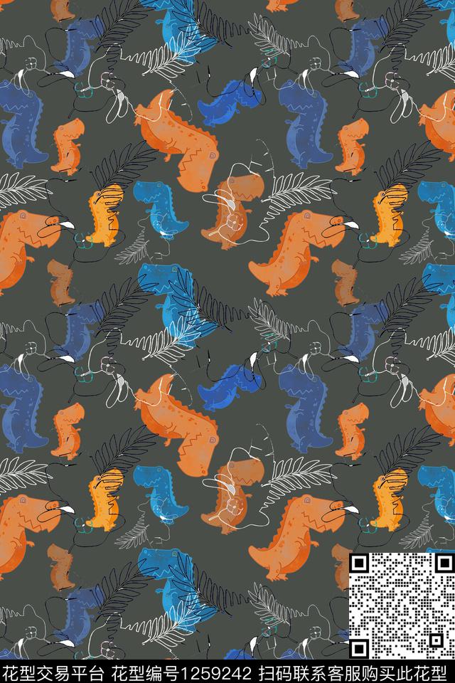 动物恐龙卡通婴童图案数码印花华亿平台下载（图片编号: 1259242） - 瓦栏（Walan）