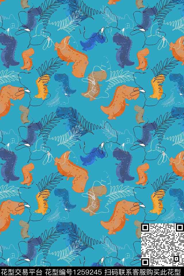 动物恐龙卡通婴童图案数码印花华亿平台下载（图片编号: 1259245） - 瓦栏（Walan）
