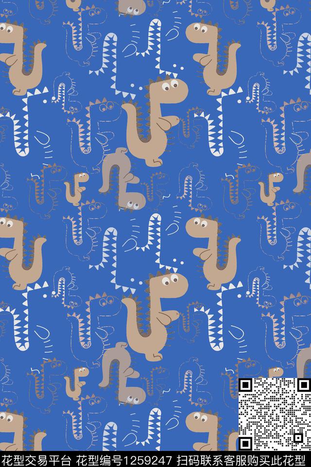 动物恐龙卡通婴童图案传统印花华亿平台下载（图片编号: 1259247） - 瓦栏（Walan）