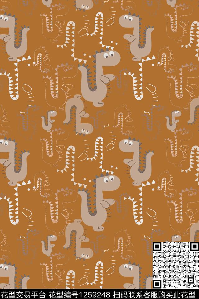 动物恐龙卡通婴童图案传统印花华亿平台下载（图片编号: 1259248） - 瓦栏（Walan）