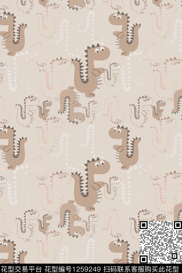 动物恐龙卡通婴童图案传统印花华亿平台下载（图片编号: 1259249） - 瓦栏（Walan）