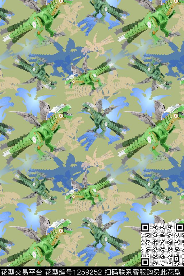 动物恐龙卡通婴童图案传统印花华亿平台下载（图片编号: 1259252） - 瓦栏（Walan）