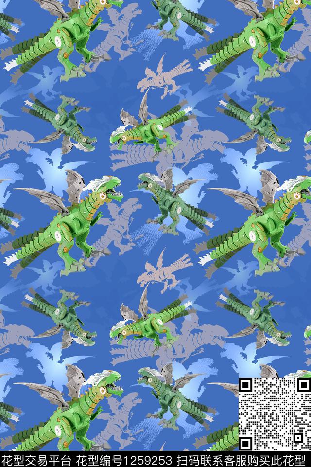 动物恐龙卡通婴童图案传统印花华亿平台下载（图片编号: 1259253） - 瓦栏（Walan）