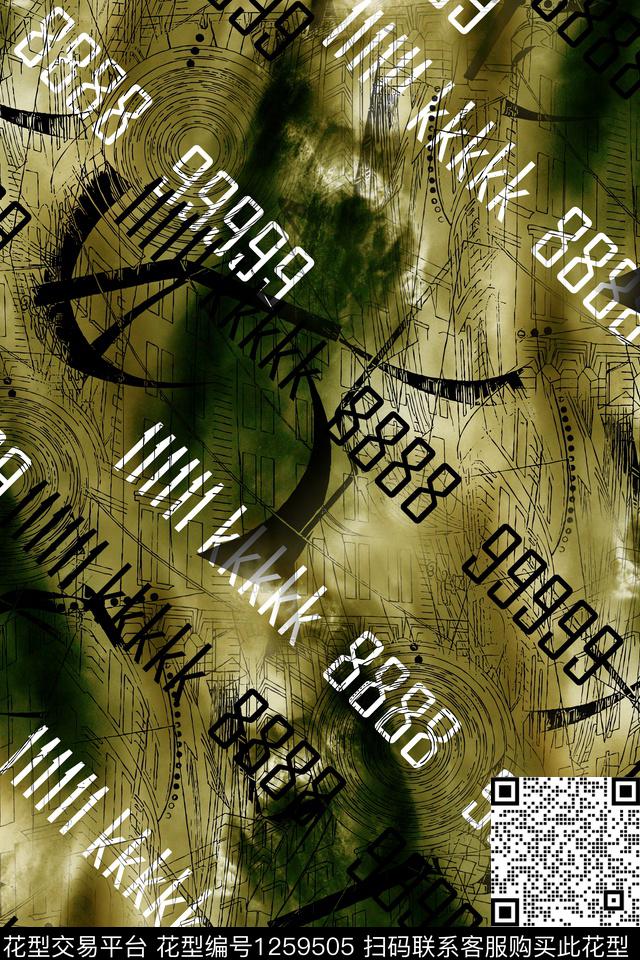 抽象大牌风潮牌数码印花华亿平台下载（图片编号: 1259505） - 瓦栏（Walan）