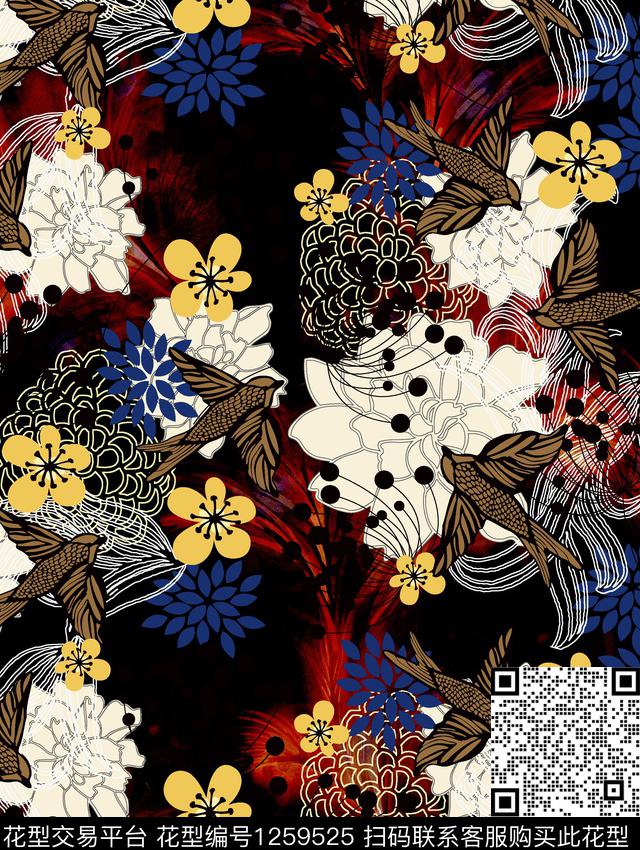 女装花卉数码华亿平台数码印花华亿平台下载（图片编号: 1259525） - 瓦栏（Walan）