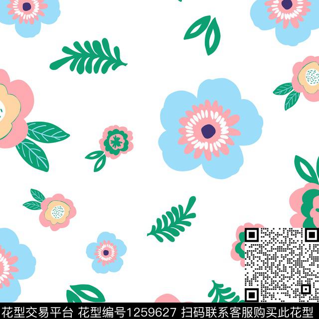 小碎花清爽底花卉年轻女性传统印花华亿平台下载（图片编号: 1259627） - 瓦栏（Walan）