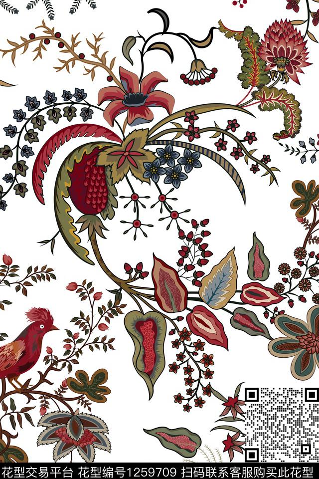 抽象大牌风花卉数码印花华亿平台下载（图片编号: 1259709） - 瓦栏（Walan）