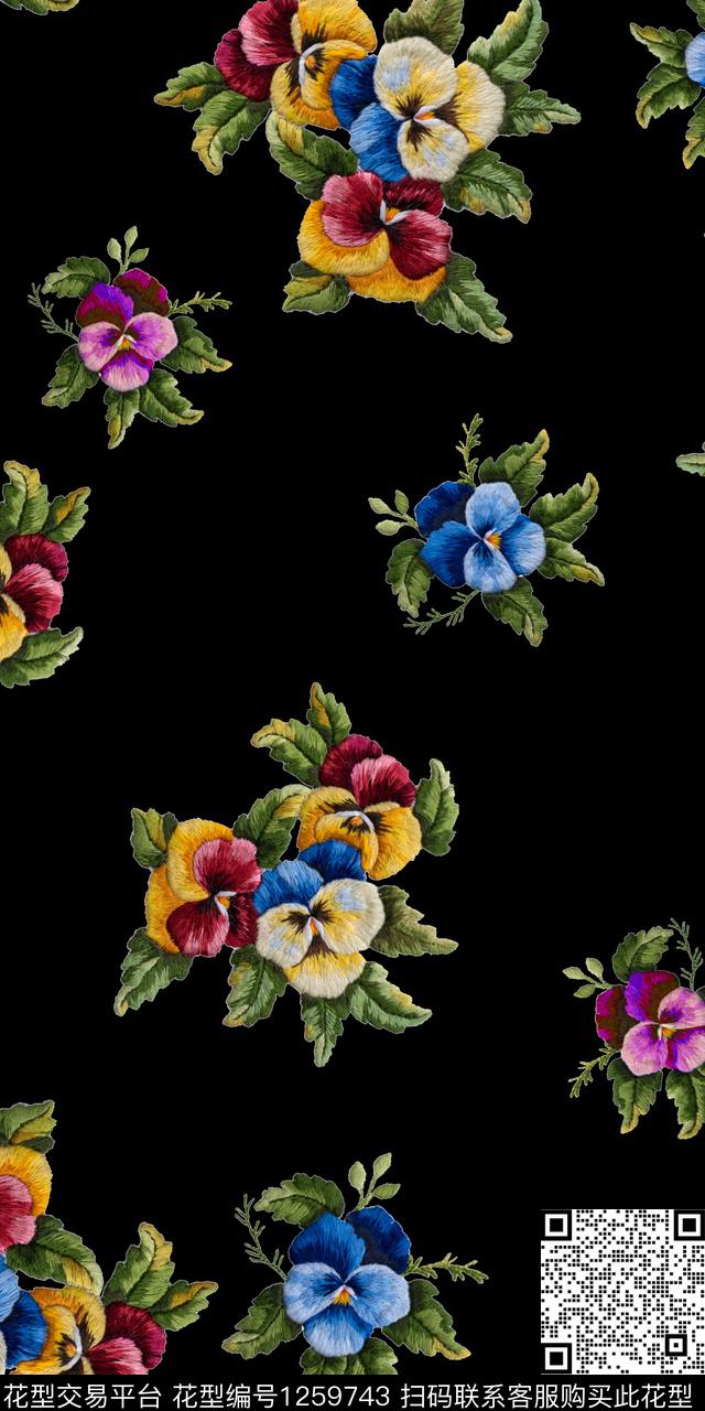 小碎花手绘素雅数码印花华亿平台下载（图片编号: 1259743） - 瓦栏（Walan）