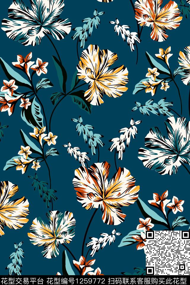 大牌风休闲花卉传统印花华亿平台下载（图片编号: 1259772） - 瓦栏（Walan）