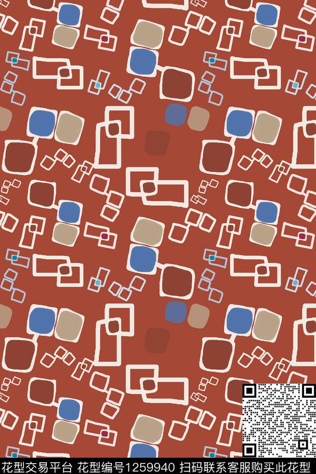 格子混搭几何手绘线条笔触传统印花华亿平台下载（图片编号: 1259940） - 瓦栏（Walan）