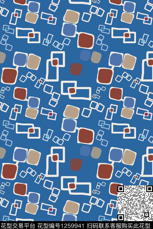 格子混搭几何手绘线条笔触传统印花华亿平台下载（图片编号: 1259941） - 瓦栏（Walan）