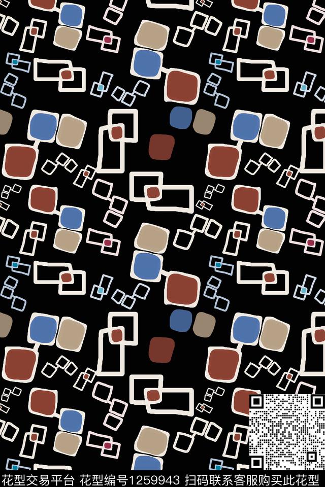 格子混搭几何手绘线条笔触传统印花华亿平台下载（图片编号: 1259943） - 瓦栏（Walan）