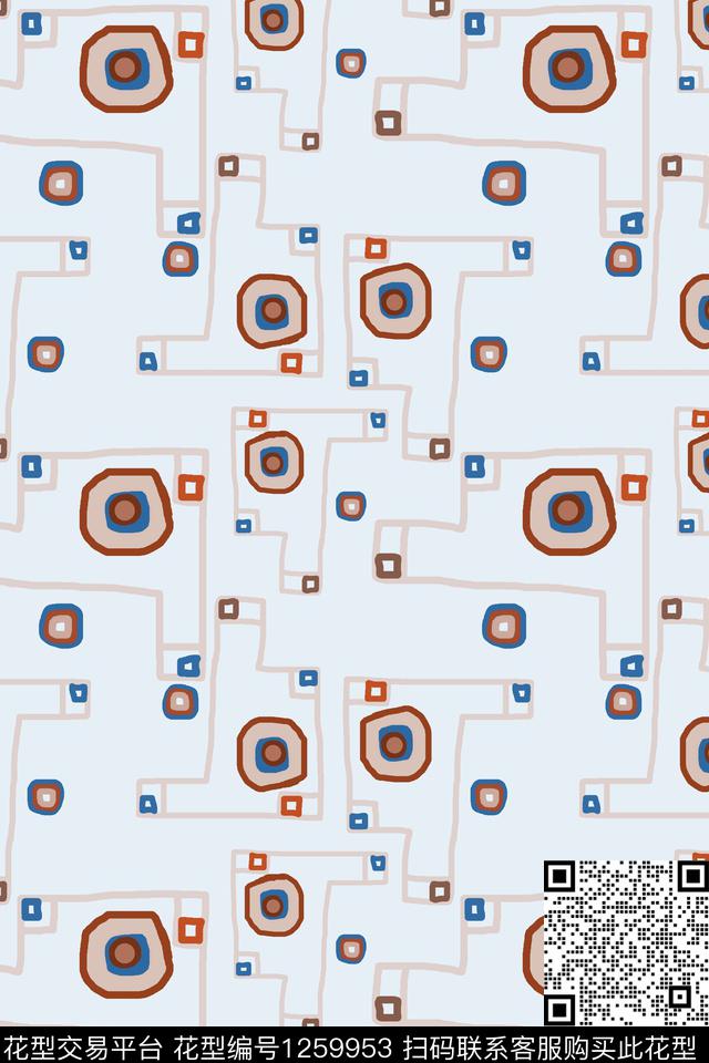 几何手绘线条笔触密铺几何传统印花华亿平台下载（图片编号: 1259953） - 瓦栏（Walan）