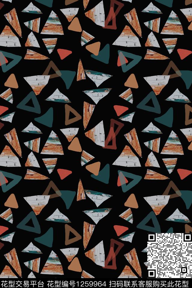 三角形几何密铺几何传统印花华亿平台下载（图片编号: 1259964） - 瓦栏（Walan）