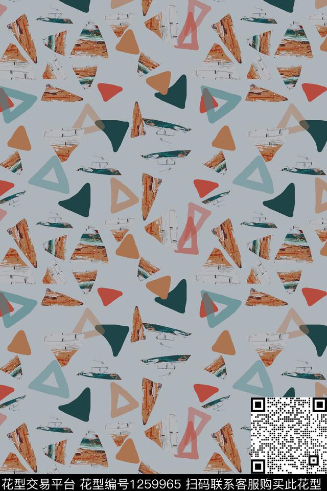 三角形密铺几何传统印花华亿平台下载（图片编号: 1259965） - 瓦栏（Walan）