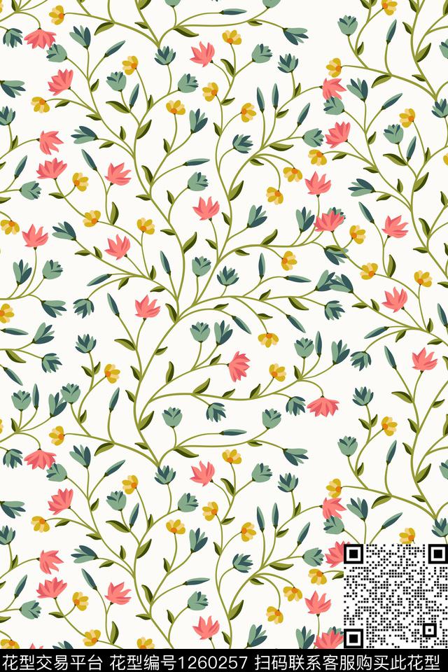 小碎花手绘花卉传统印花华亿平台下载（图片编号: 1260257） - 瓦栏（Walan）