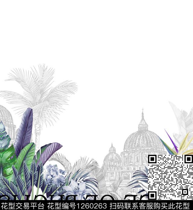 大牌风绿植树叶热带华亿平台数码印花华亿平台下载（图片编号: 1260263） - 瓦栏（Walan）