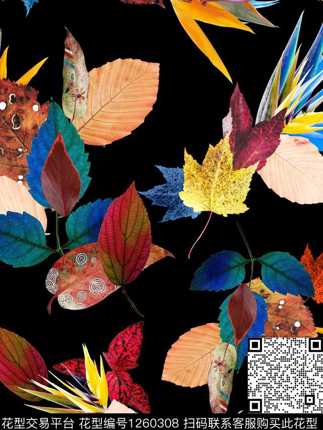 大牌风绿植树叶花卉数码印花华亿平台下载（图片编号: 1260308） - 瓦栏（Walan）