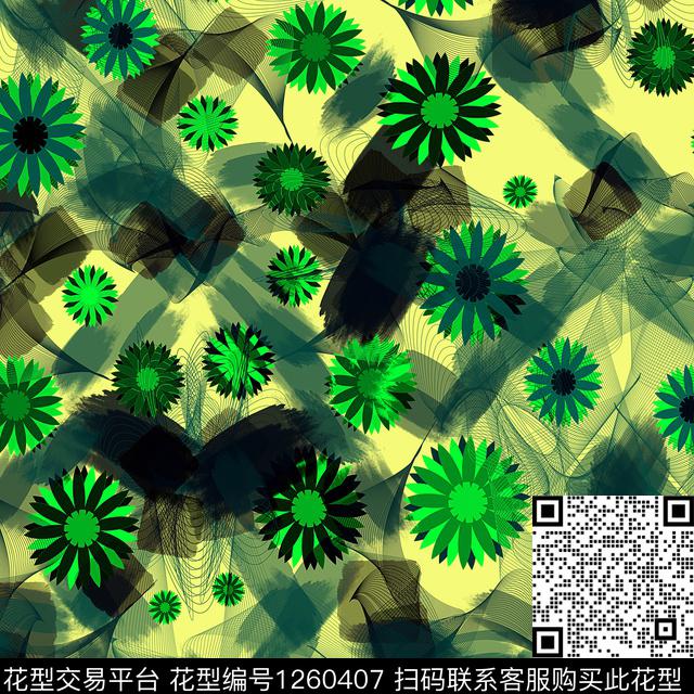 创意混合拼接花卉数码印花华亿平台下载（图片编号: 1260407） - 瓦栏（Walan）