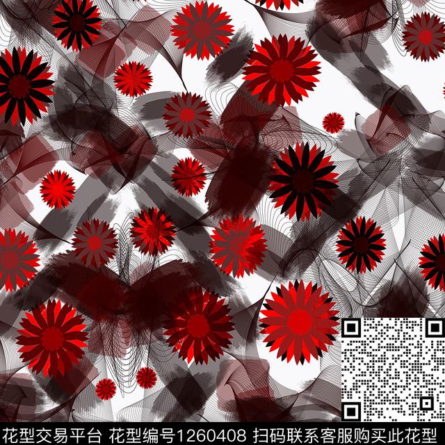 创意混合拼接花卉数码印花华亿平台下载（图片编号: 1260408） - 瓦栏（Walan）