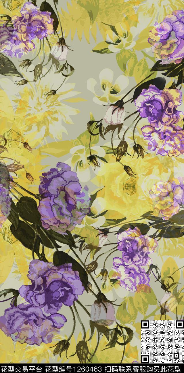 花卉数码华亿平台大牌风数码印花华亿平台下载（图片编号: 1260463） - 瓦栏（Walan）