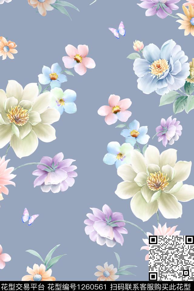 连衣裙旗袍花卉传统印花华亿平台下载（图片编号: 1260561） - 瓦栏（Walan）