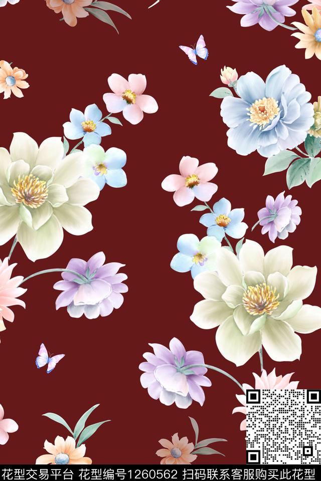 连衣裙旗袍花卉传统印花华亿平台下载（图片编号: 1260562） - 瓦栏（Walan）