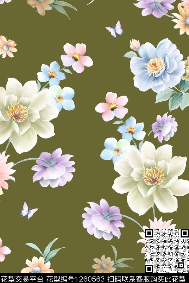 连衣裙旗袍花卉传统印花华亿平台下载（图片编号: 1260563） - 瓦栏（Walan）