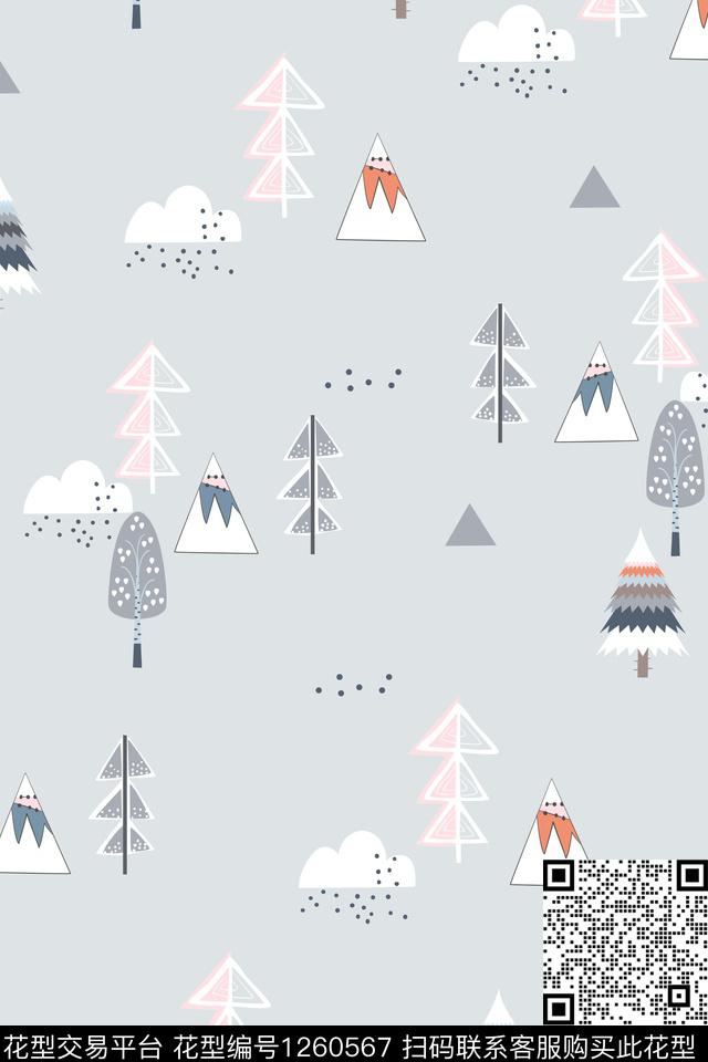 衬衫童装小树几何传统印花华亿平台下载（图片编号: 1260567） - 瓦栏（Walan）