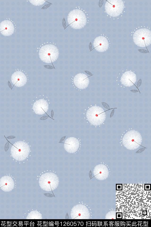 连衣裙少女蒲公英传统印花华亿平台下载（图片编号: 1260570） - 瓦栏（Walan）