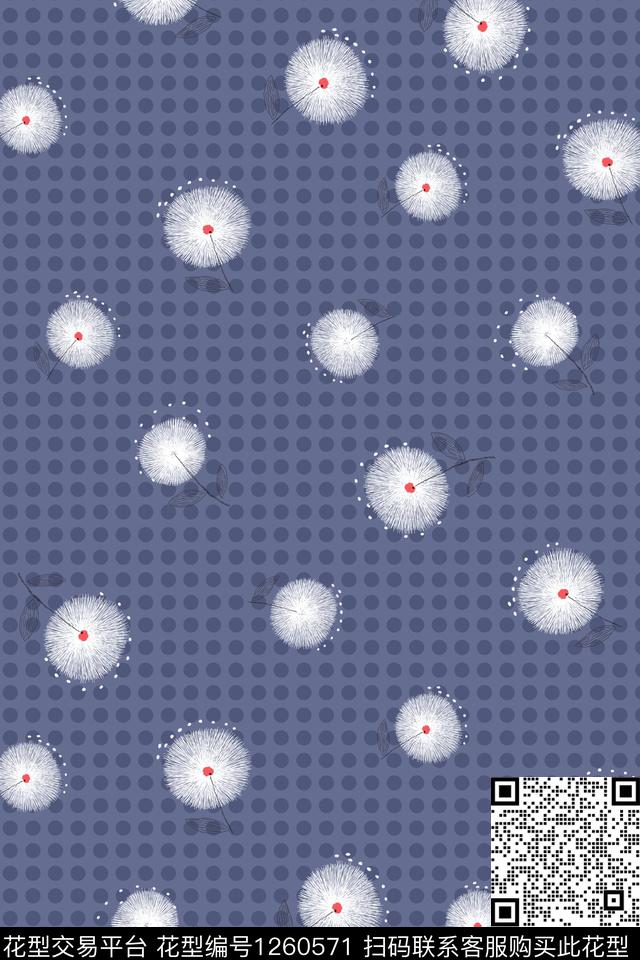 连衣裙少女蒲公英传统印花华亿平台下载（图片编号: 1260571） - 瓦栏（Walan）