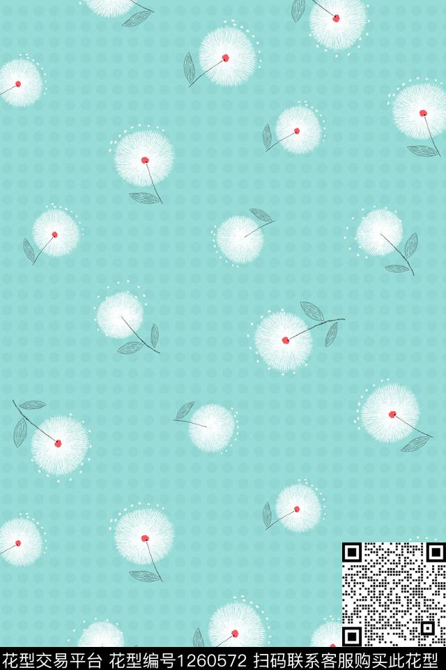 连衣裙少女蒲公英传统印花华亿平台下载（图片编号: 1260572） - 瓦栏（Walan）