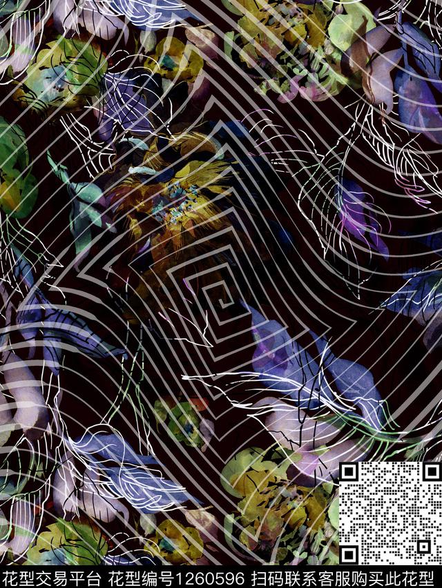 花卉数码华亿平台几何数码印花华亿平台下载（图片编号: 1260596） - 瓦栏（Walan）