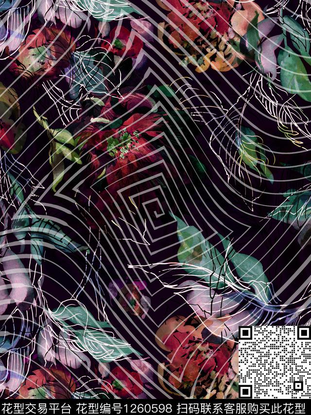 花卉数码华亿平台几何数码印花华亿平台下载（图片编号: 1260598） - 瓦栏（Walan）