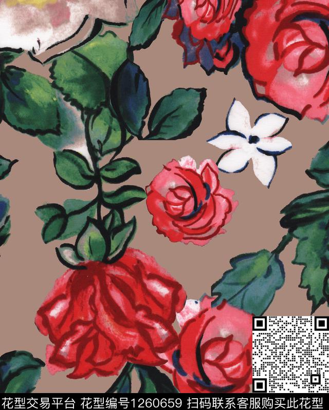 欧洲花卉数码华亿平台数码印花华亿平台下载（图片编号: 1260659） - 瓦栏（Walan）