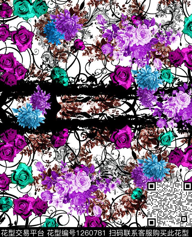时尚数码华亿平台花卉数码印花华亿平台下载（图片编号: 1260781） - 瓦栏（Walan）