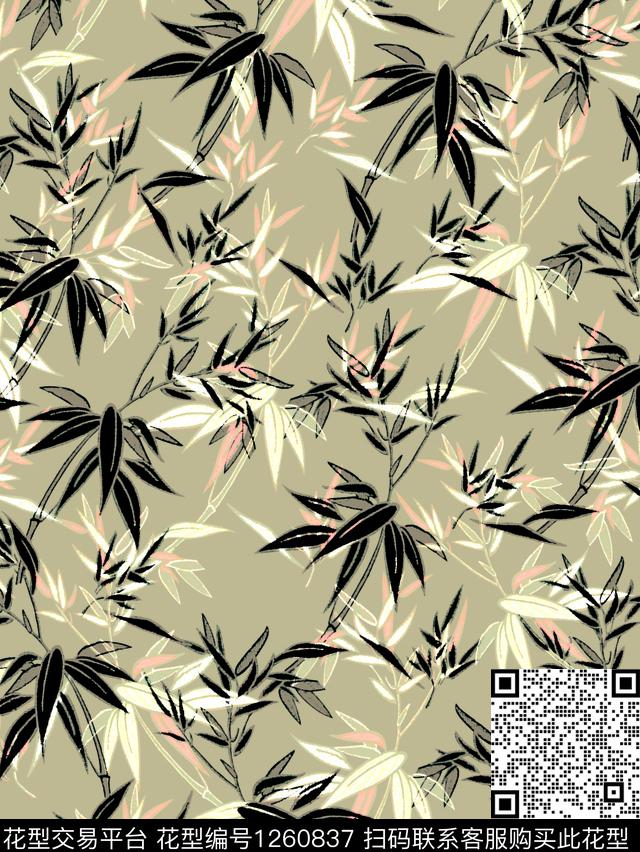 绿植树叶男装大牌风传统印花华亿平台下载（图片编号: 1260837） - 瓦栏（Walan）