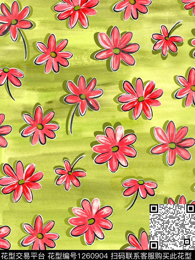 手绘花卉数码华亿平台数码印花华亿平台下载（图片编号: 1260904） - 瓦栏（Walan）