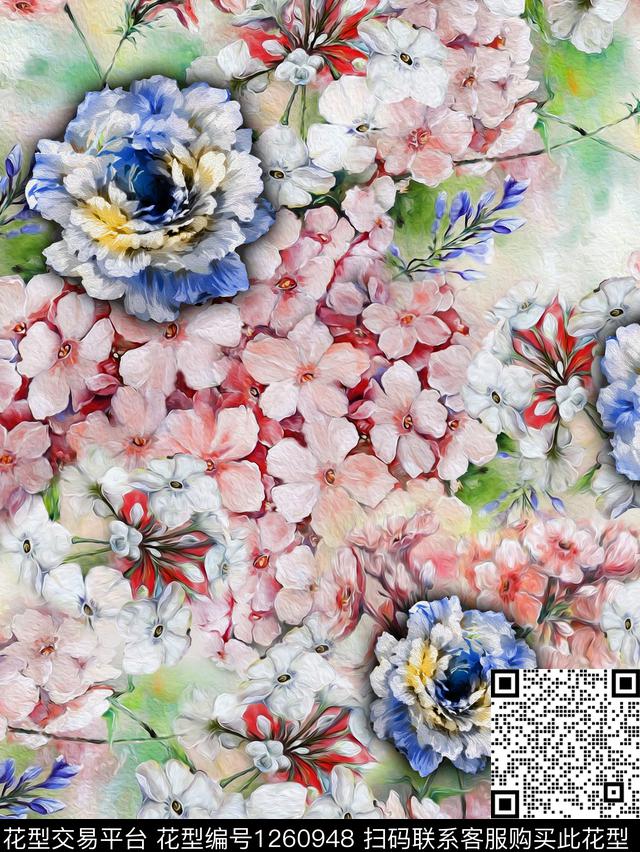 数码华亿平台花卉大牌风数码印花华亿平台下载（图片编号: 1260948） - 瓦栏（Walan）