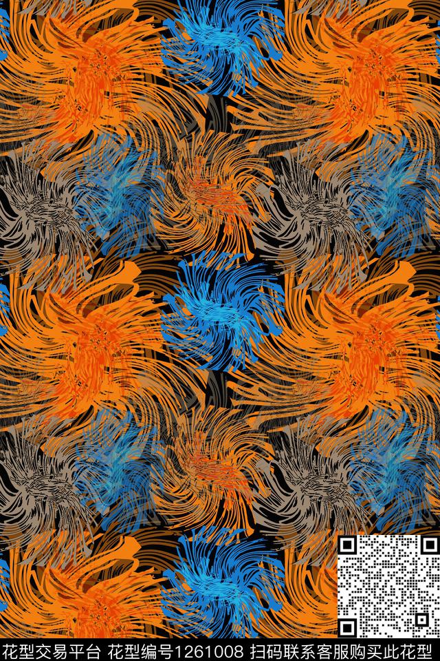抽象花卉数字抽象迷彩图案数码印花华亿平台下载（图片编号: 1261008） - 瓦栏（Walan）