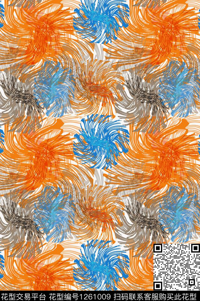 抽象花卉数字抽象迷彩图案数码印花华亿平台下载（图片编号: 1261009） - 瓦栏（Walan）