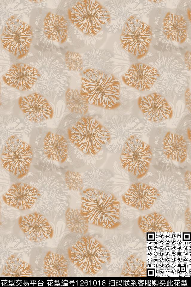 风格化花卉抽象花卉男装休闲花卉数码印花华亿平台下载（图片编号: 1261016） - 瓦栏（Walan）